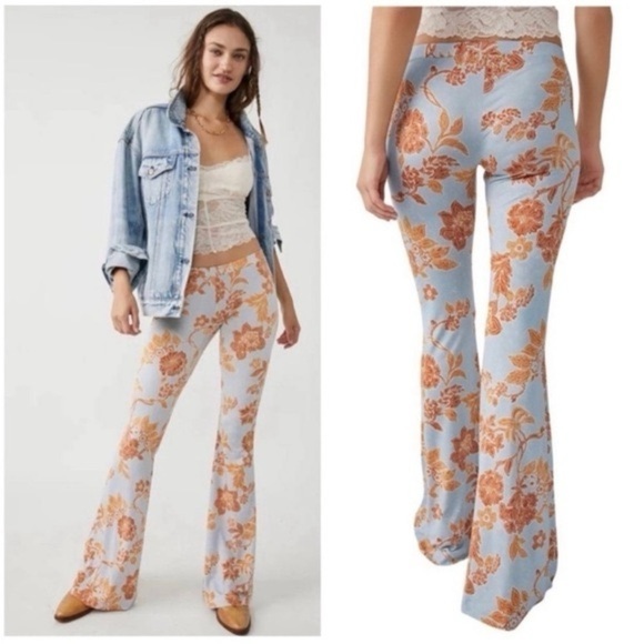 Free People Pants - FREE PEOPLE Make A Statement Floral Flared Bell Bottom Pants Paisley size Large